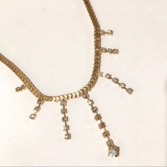 Hair Jewelry Wedding gold plated cubic zirconia head piece chain accessory - Picture 4 of 5